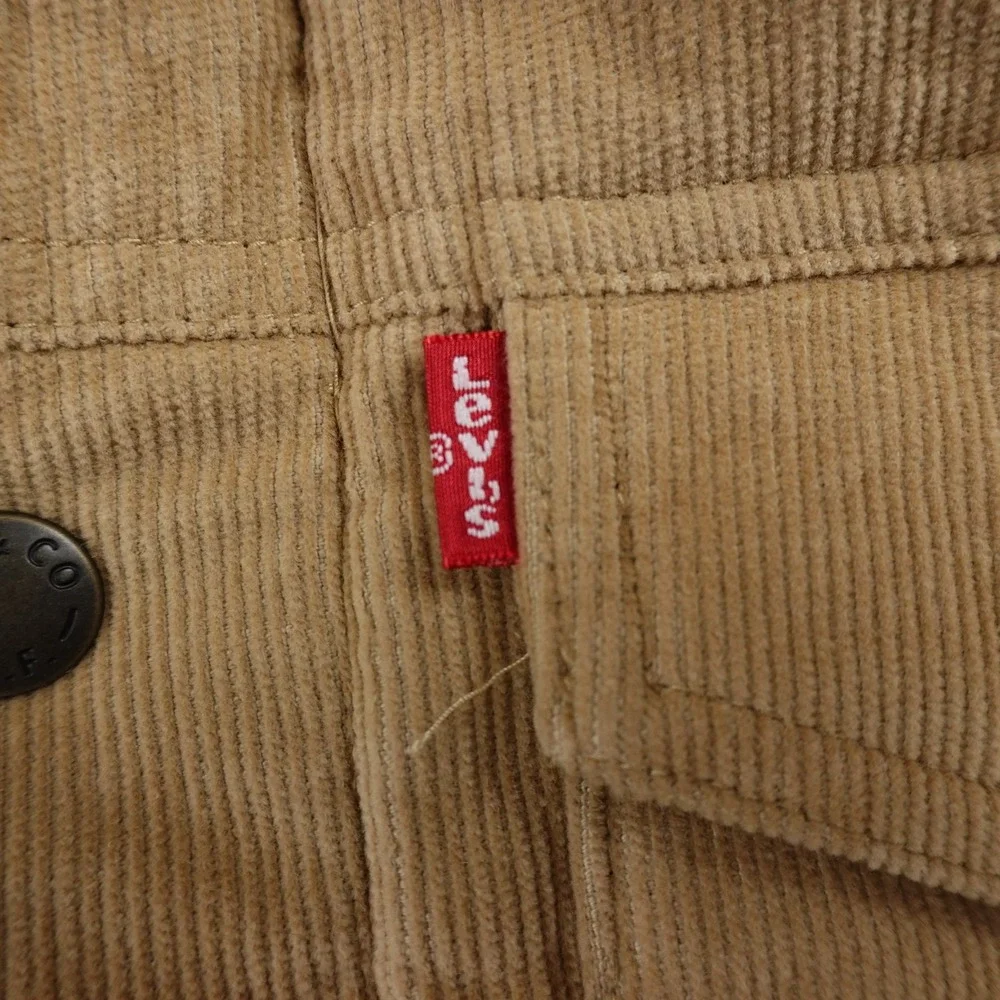 NEW Levis Jacket Mens S Beige Corduroy Sherpa Lined Trucker Snap Zip‎ Coat